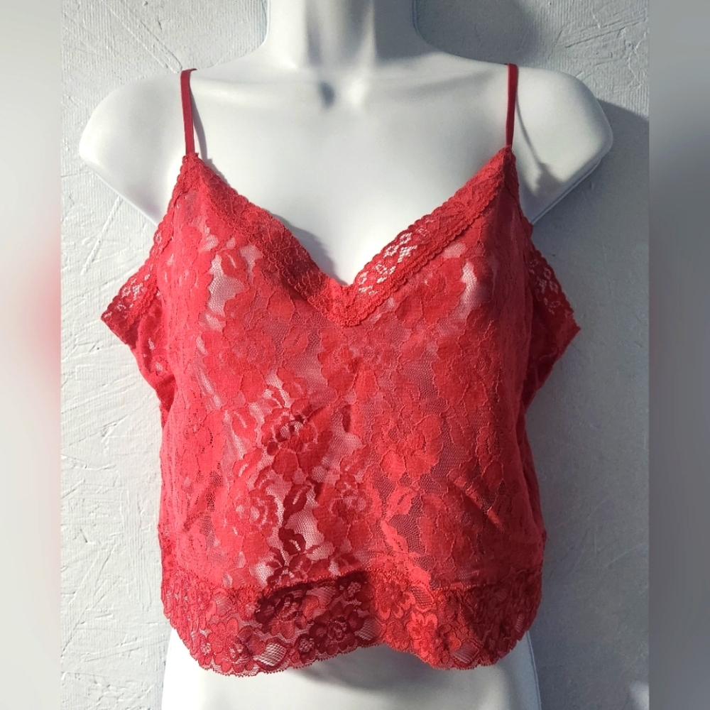 NWT Anthropologie Rose Pink Lace Cami - Women's Size Large